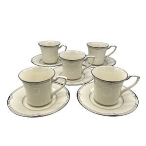 Vintage Noritake Fine China Sterling Cove 7720 Set of 5 Cups & Saucers Japan